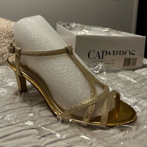 GOLD LIZARD CAPARRO BRAND KITTEN HEELS WORN ONCE ✨